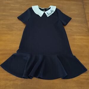 Girls Petite Black by Celden Pete Pan collard Dress Navy Size 140 / 8-10 US